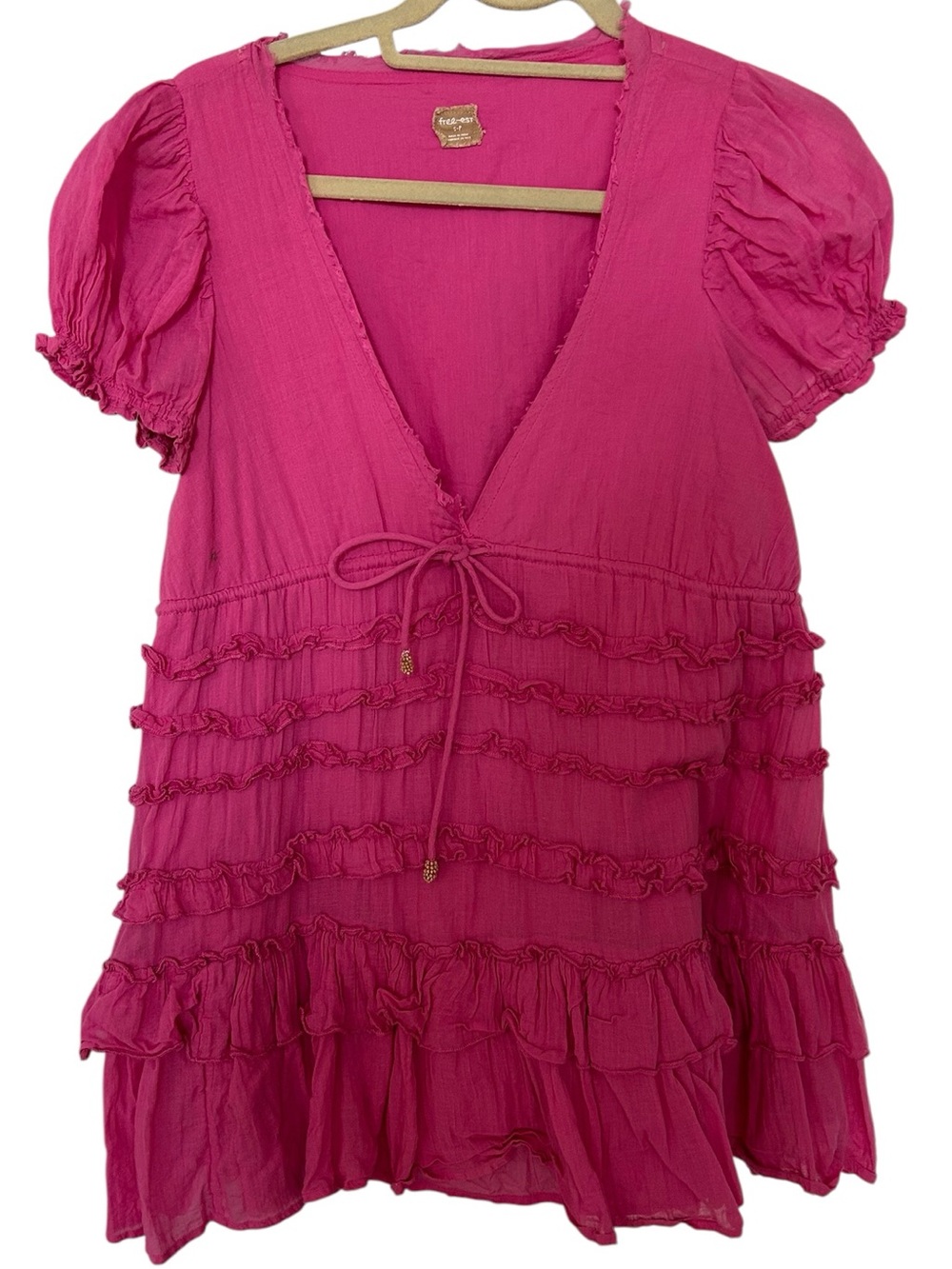 Free People Darcy Fuchsia Hot Pink Ruffle Mini Dress